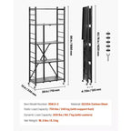 Étagère de rangement pliable à 5 niveaux VIYET avec roulettes 71 x 33 x 167 cm, en métal
