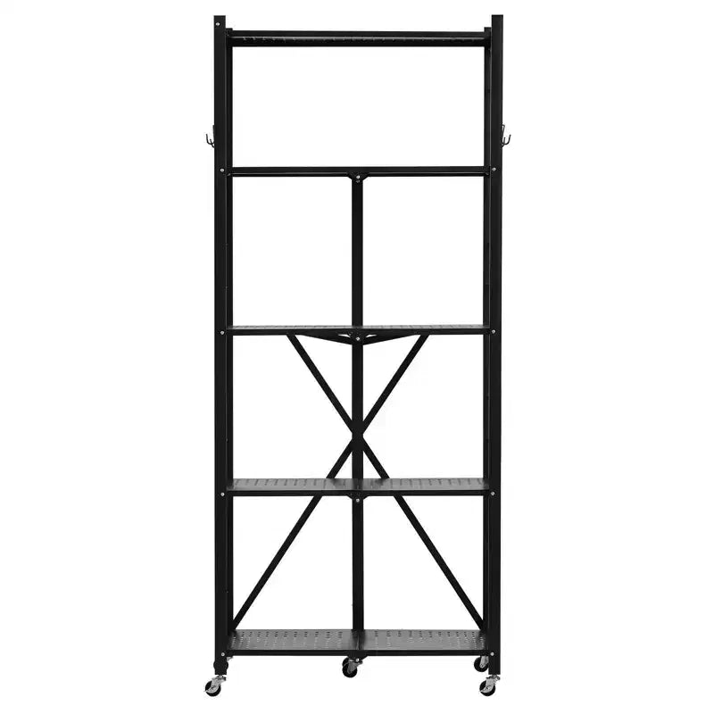 Étagère de rangement pliable à 5 niveaux VIYET avec roulettes 71 x 33 x 167 cm, en métal