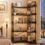 Étagère d'angle à 5 niveaux, étagère en forme de L de 72 po, organisateur de rangement, étagère moderne pour chambre à coucher, salon et bureau à domicile