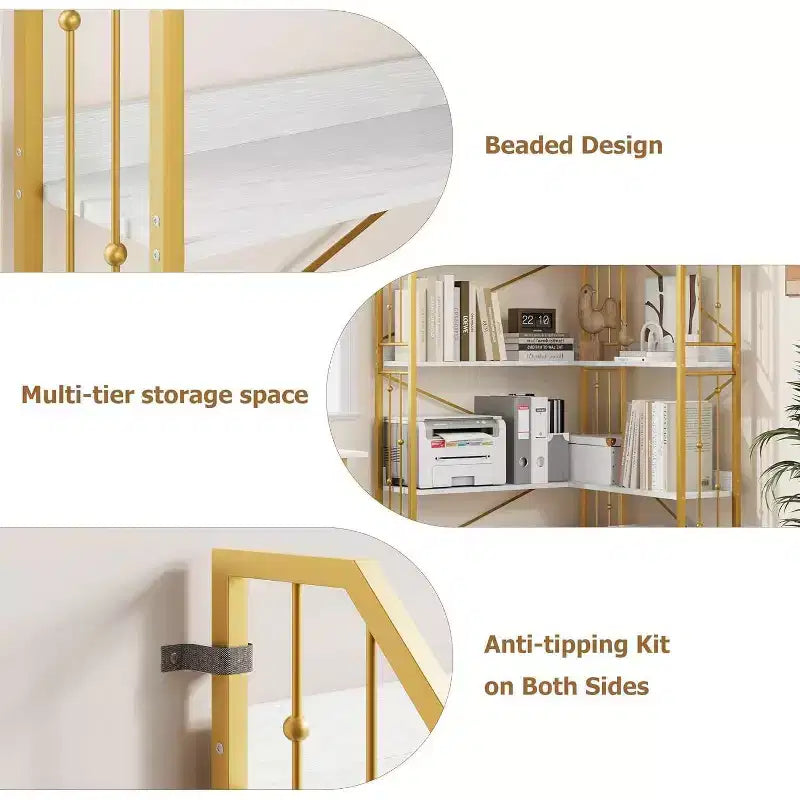 Étagère d'angle à 5 niveaux, étagère en forme de L de 72 po, organisateur de rangement, étagère moderne pour chambre à coucher, salon et bureau à domicile