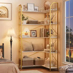 Étagère d'angle à 5 niveaux, étagère en forme de L de 72 po, organisateur de rangement, étagère moderne pour chambre à coucher, salon et bureau à domicile
