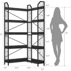 Étagère d'angle à 5 niveaux, étagère en forme de L de 72 po, organisateur de rangement, étagère moderne pour chambre à coucher, salon et bureau à domicile