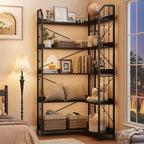Étagère d'angle à 5 niveaux, étagère en forme de L de 72 po, organisateur de rangement, étagère moderne pour chambre à coucher, salon et bureau à domicile