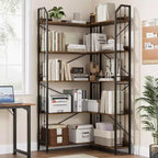 Étagère d'angle à 5 niveaux, étagère en forme de L de 72 po, organisateur de rangement, étagère moderne pour chambre à coucher, salon et bureau à domicile