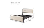TUYOHW Cadre de Lit Plateforme Queen Size avec Tête de Lit et Pied de Lit Courbes Rembourrés, Cadre de Lit en Métal Robuste avec Rangement Sous le Lit