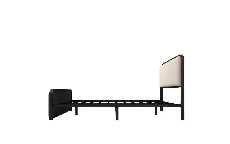 TUYOHW Cadre de Lit Plateforme Queen Size avec Tête de Lit et Pied de Lit Courbes Rembourrés, Cadre de Lit en Métal Robuste avec Rangement Sous le Lit