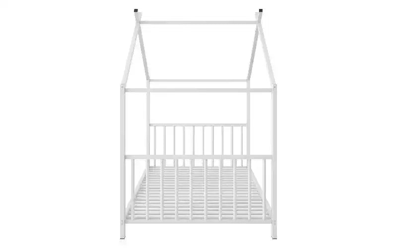 Cadre de lit double moderne TUYOHW, cadre de lit plateforme en métal en forme de maison, lit Montessori pour enfants avec tête de lit, aucun sommier tapissier requis pour lit de tout-petit