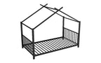 Cadre de lit double moderne TUYOHW, cadre de lit plateforme en métal en forme de maison, lit Montessori pour enfants avec tête de lit, aucun sommier tapissier requis pour lit de tout-petit