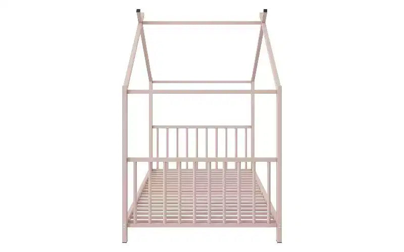 Cadre de lit double moderne TUYOHW, cadre de lit plateforme en métal en forme de maison, lit Montessori pour enfants avec tête de lit, aucun sommier tapissier requis pour lit de tout-petit