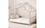 Cadre de lit double moderne TUYOHW, cadre de lit plateforme en métal en forme de maison, lit Montessori pour enfants avec tête de lit, aucun sommier tapissier requis pour lit de tout-petit