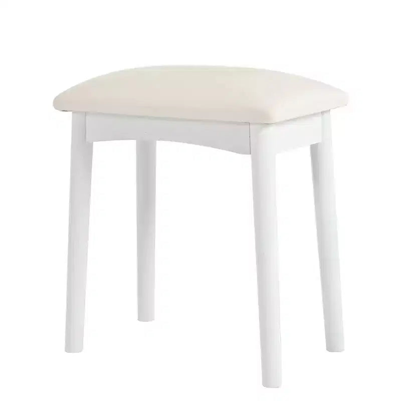 Coiffeuse d'angle Whisen, Ensemble de coiffeuse moderne, Table de maquillage avec miroir, tabouret et grand rangement - Blanc