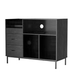 Meuble de rangement pour disques vinyles JVNOXK Eco-Friendly avec prise double, adapté au salon, noir