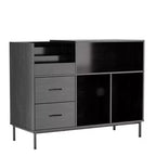 Meuble de rangement pour disques vinyles JVNOXK Eco-Friendly avec prise double, adapté au salon, noir