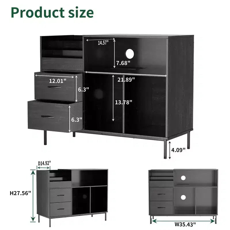 Meuble de rangement pour disques vinyles JVNOXK Eco-Friendly avec prise double, adapté au salon, noir