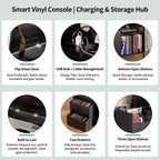 Meuble de rangement pour disques vinyles JVNOXK Eco-Friendly avec prise double, adapté au salon, noir