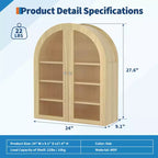 Armoire murale de salle de bain arquée, armoire de rangement pour médicaments en bois de style ferme, à fixer au mur, avec portes en acrylique et étagères réglables pour cuisine, buanderie