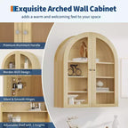 Armoire murale de salle de bain arquée, armoire de rangement pour médicaments en bois de style ferme, à fixer au mur, avec portes en acrylique et étagères réglables pour cuisine, buanderie