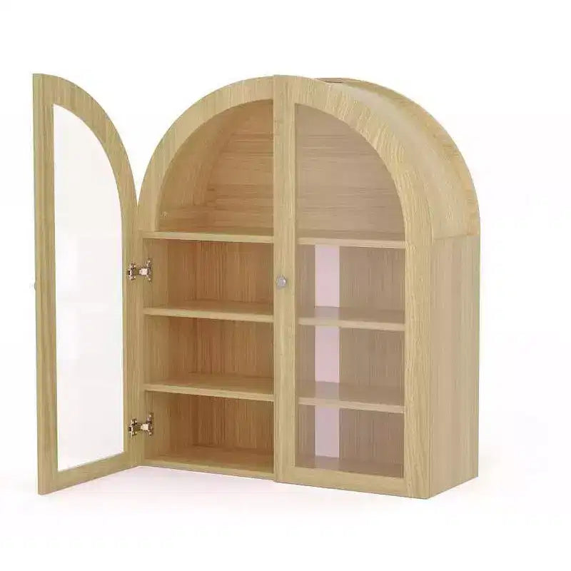Armoire murale de salle de bain arquée, armoire de rangement pour médicaments en bois de style ferme, à fixer au mur, avec portes en acrylique et étagères réglables pour cuisine, buanderie