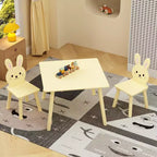 Ensemble Table et 2 Chaises Lapin pour Enfants, Table d'Activités en Bois pour Tout-petits, Set de Jeu et d'Étude au Design Animal Adorable pour Salle de Jeux