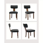2 ensembles de chaises de salle à manger, chaises de cuisine modernes en cuir, avec dossiers incurvés, cadre en bois dur, pieds en bois et décoration cloutée