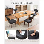 2 ensembles de chaises de salle à manger, chaises de cuisine modernes en cuir, avec dossiers incurvés, cadre en bois dur, pieds en bois et décoration cloutée