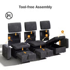 Canapé convertible modulaire Dyonery avec lit escamotable, convertible avec méridienne de rangement et poche latérale, pour salon ou appartement
