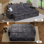 Canapé convertible modulaire Dyonery avec lit escamotable, convertible avec méridienne de rangement et poche latérale, pour salon ou appartement