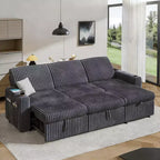 Canapé convertible modulaire Dyonery avec lit escamotable, convertible avec méridienne de rangement et poche latérale, pour salon ou appartement