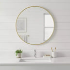 Miroir de salle de bain HomeRoots 30 avec cadre rond en métal doré
