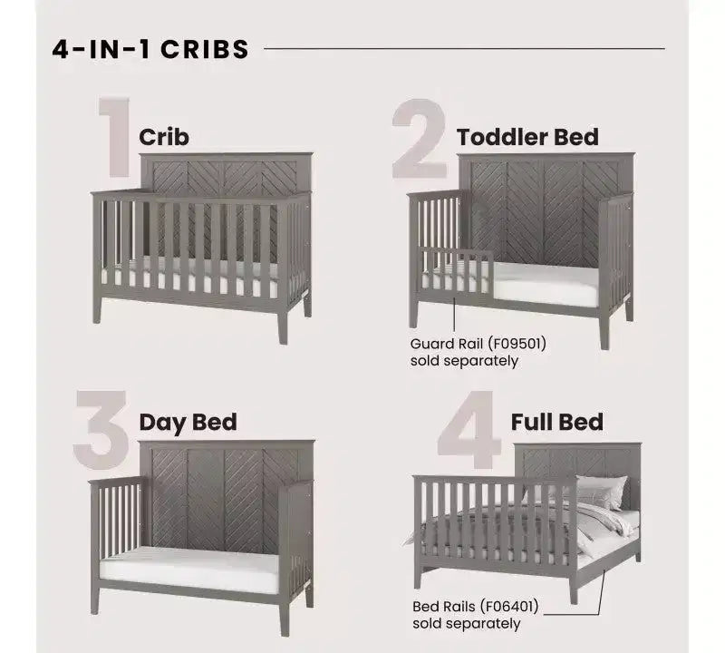 Ensemble de chambre de bébé 3 pièces Atwood de Child Craft, incluant un lit convertible 4-en-1, une commode et un chiffonnier