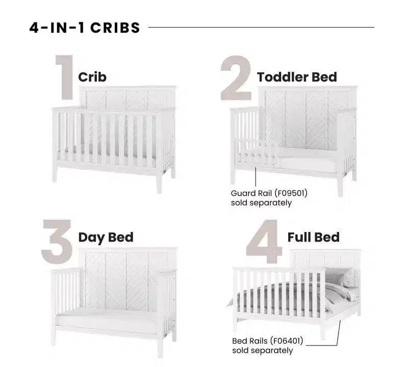 Ensemble de chambre de bébé 3 pièces Atwood de Child Craft, incluant un lit convertible 4-en-1, une commode et un chiffonnier