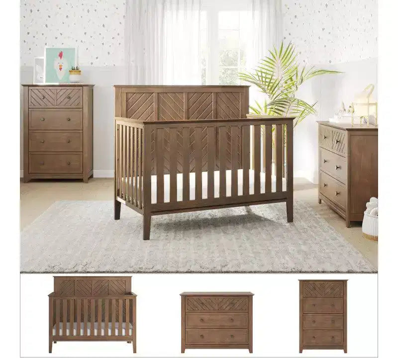 Child Craft Atwood Crib, Dresser and Chest Nursery Set, 3-Piece, Includes 4-in-1 Convertible Crib, Dresser and Chest