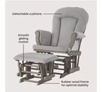 Ensemble fauteuil à bascule et pouf Child Craft Cozy Glider, coussin rembourré avec poches de rangement pratiques, base et cadre en bois massif