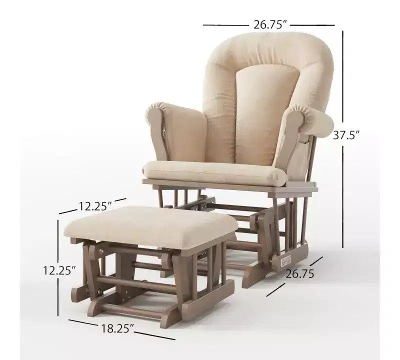 Ensemble fauteuil à bascule et pouf Child Craft Cozy Glider, coussin rembourré avec poches de rangement pratiques, base et cadre en bois massif