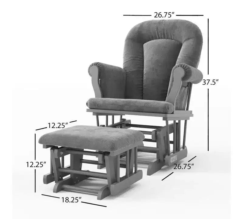 Ensemble fauteuil à bascule et pouf Child Craft Cozy Glider, coussin rembourré avec poches de rangement pratiques, base et cadre en bois massif