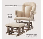 Ensemble fauteuil à bascule et pouf Child Craft Cozy Glider, coussin rembourré avec poches de rangement pratiques, base et cadre en bois massif