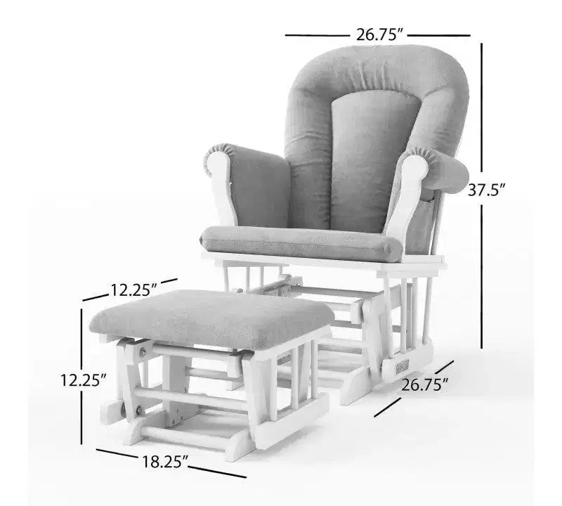 Ensemble fauteuil à bascule et pouf Child Craft Cozy Glider, coussin rembourré avec poches de rangement pratiques, base et cadre en bois massif