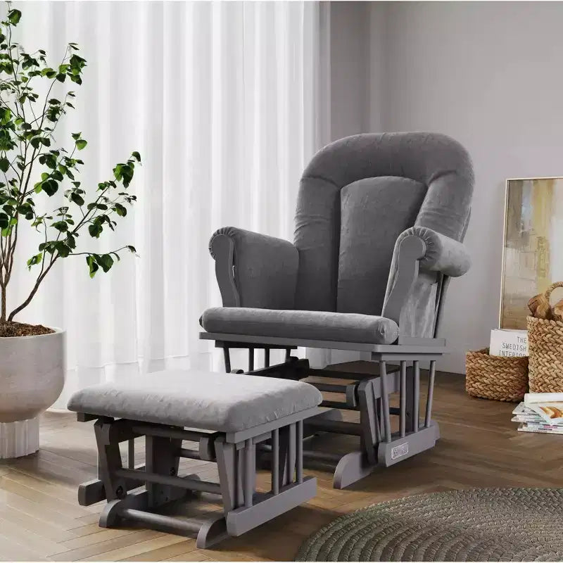 Ensemble fauteuil à bascule et pouf Child Craft Cozy Glider, coussin rembourré avec poches de rangement pratiques, base et cadre en bois massif