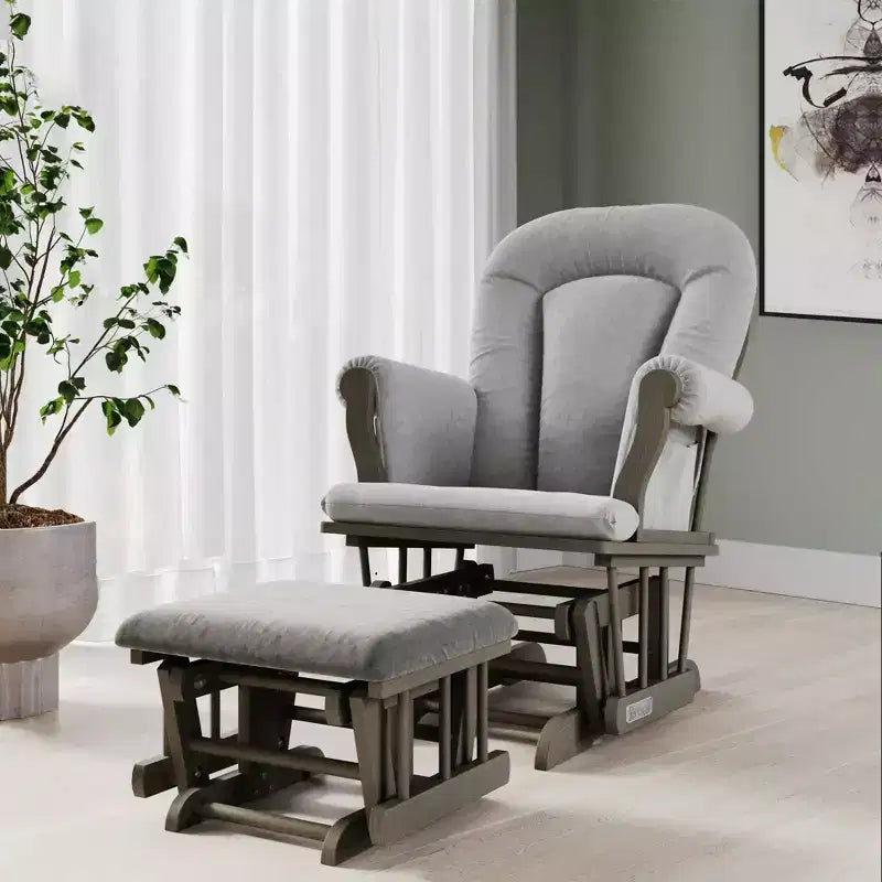 Ensemble fauteuil à bascule et pouf Child Craft Cozy Glider, coussin rembourré avec poches de rangement pratiques, base et cadre en bois massif