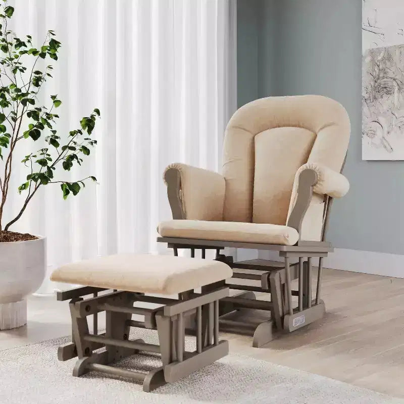 Ensemble fauteuil à bascule et pouf Child Craft Cozy Glider, coussin rembourré avec poches de rangement pratiques, base et cadre en bois massif