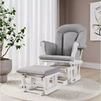 Child Craft Cozy Glider Rocker and Ottoman Set, Padded Cushion with Convenient Storage Pockets, Solid Wood Base & Frame