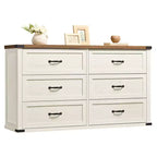 VASAGLE LIRY Collection - 6-Drawer Dresser,54-Inch Wide Modern Farmhouse Chest of Drawers with Metal Handles,TV Stand,Anti-Tipping