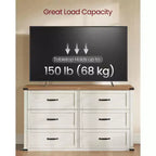 VASAGLE Collection LIRY - Commode 6 tiroirs, bahut de style rustique moderne de 137 cm de large avec poignées métalliques, meuble TV, anti-basculement