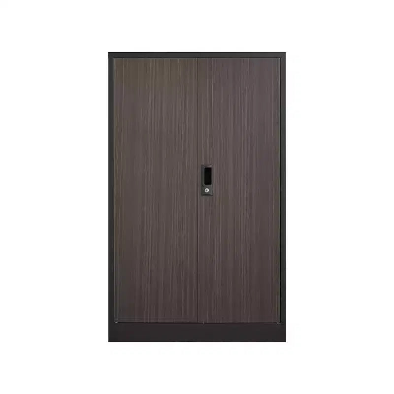 VIYET 27.5Metal Folding Storage Cabinet, Filing Cabinet w/ Locking Doors & Adjustable Shelf, Black