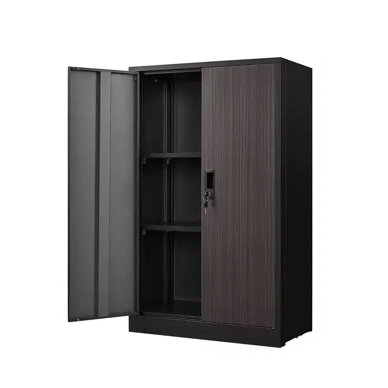VIYET 27.5Armoire de Rangement Pliante en Métal, Classeur avec Portes Verrouillables et Étagère Réglable, Noir