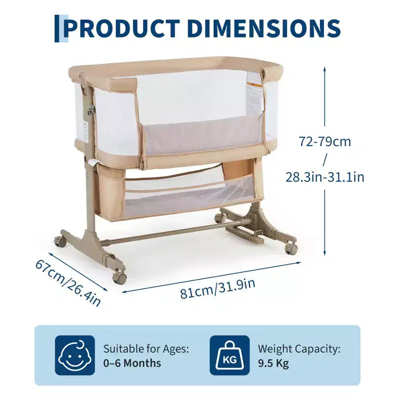 Berceau cododo réglable 3-en-1, avec moustiquaire et panier de rangement | Lit de voyage convertible à roulettes