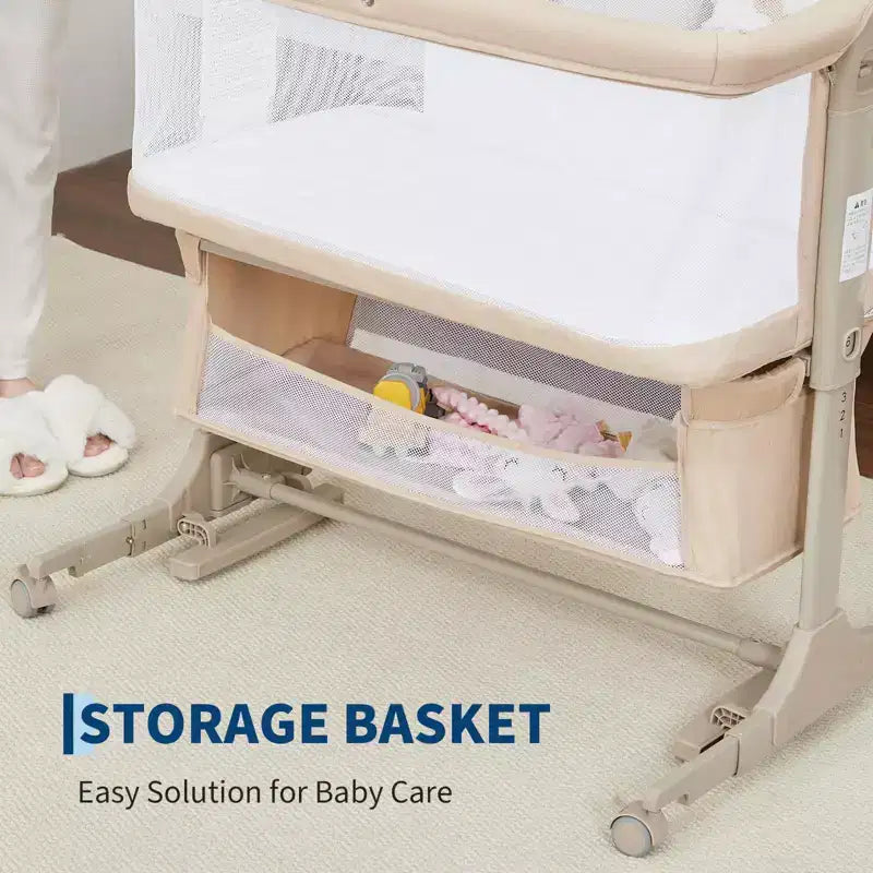 Berceau cododo réglable 3-en-1, avec moustiquaire et panier de rangement | Lit de voyage convertible à roulettes