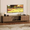 Mid Century Modern Low TV Stand, 70 Long Fluted TV Consoles Table with Open Storage Shelf for Living Room, Wooden Entertainment Center