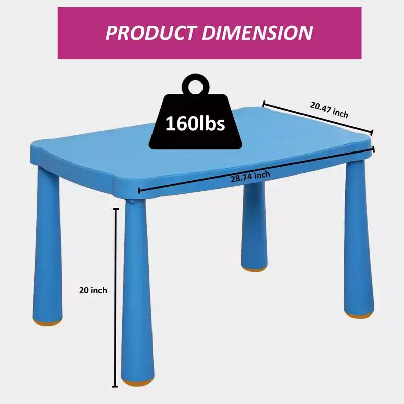 Table d'activités pour enfants pour la salle de classe et la maison, table rectangulaire légère pour enfants avec coins arrondis