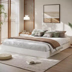 King Size Wood Platform Bed Frame with Slats Support, No Headboard, Box Spring-Free Design, Floorstanding, Walnut Finish